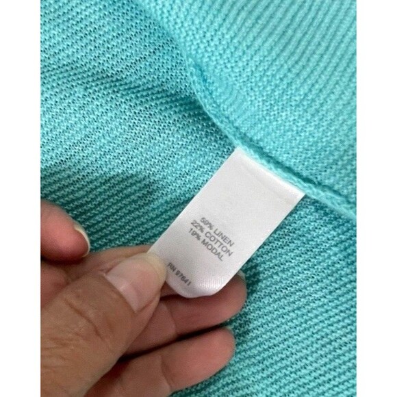 J Jill Linen Blend Cardigan Sweater Open Front Aqua Lightweight Size Large - Picture 5 of 10